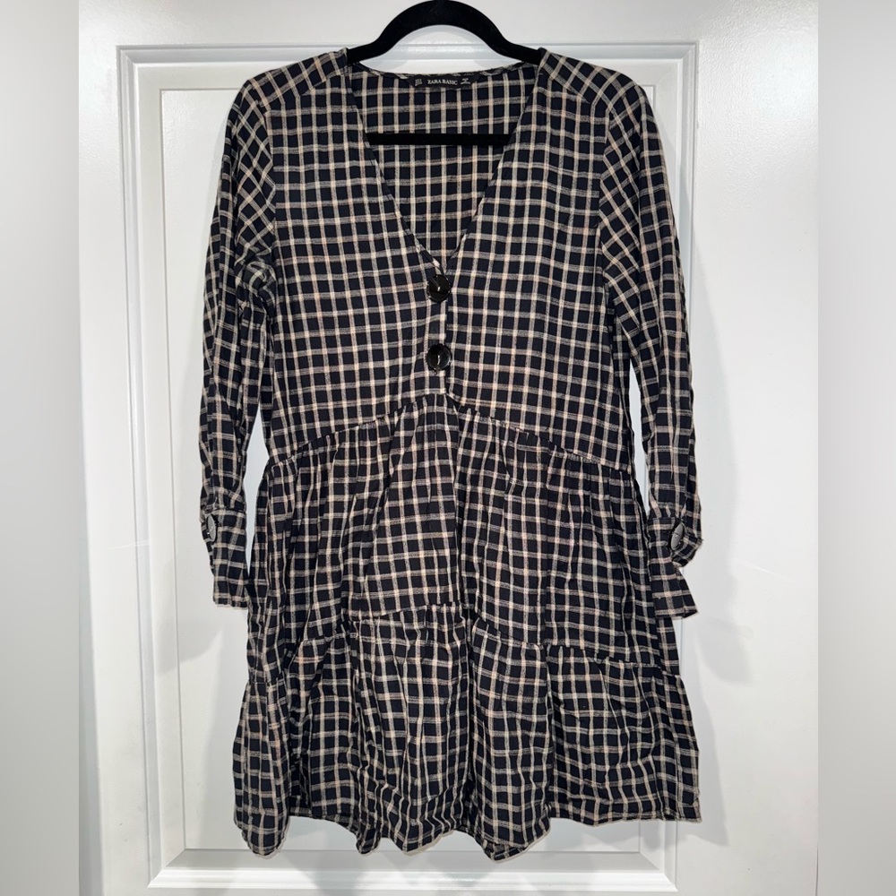 Zara Black and Tan Plaid Dress